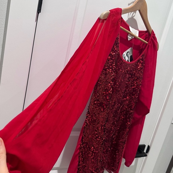 Badgley Mischka American Glamour Red Sequin Blouse Top Vintage Style Size M - Picture 9 of 9